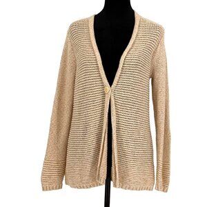 Coldwater Creek Cardigan Sweater Womens S Beige Knit 3D Knit Cottage Granny Core